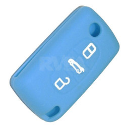Housse silicone bleu pour boitier plip 3 boutons Peugeot 207, 307, 407