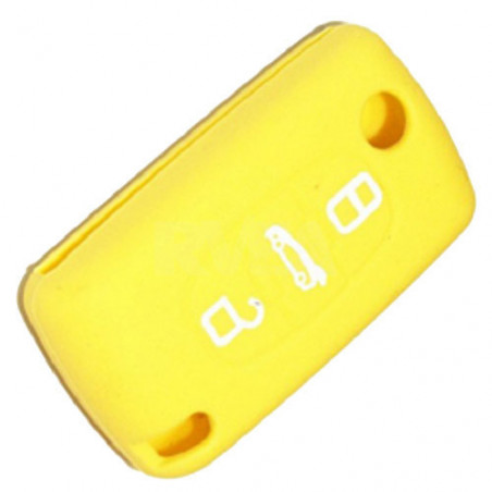 Housse silicone jaune pour boitier plip 3 boutons Peugeot 207, 307, 407