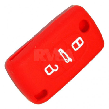 Housse silicone rouge pour boitier plip 3 boutons Peugeot 207, 307, 407