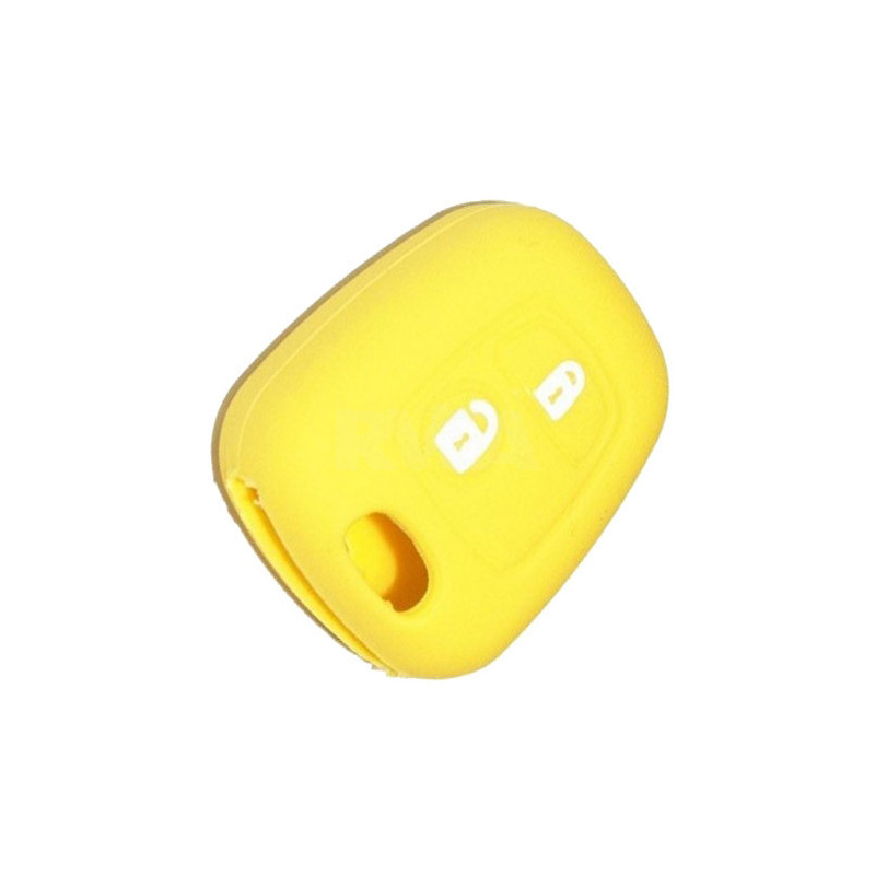 Housse silicone jaune pour coque de clé 2 boutons Peugeot 106, 206, 307