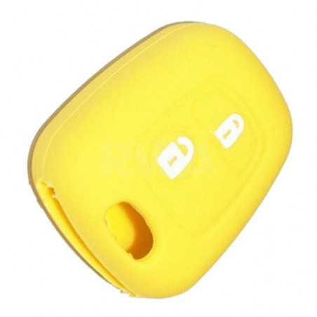 Housse silicone jaune pour coque de clé 2 boutons Peugeot 106, 206, 307
