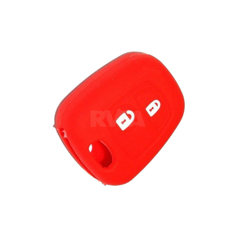 Housse silicone rouge pour coque de clé 2 boutons Peugeot 106, 206