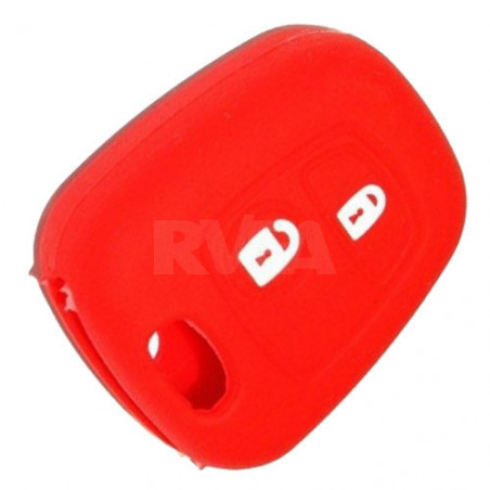 Housse silicone rouge pour coque de clé 2 boutons Peugeot 106, 206, 307