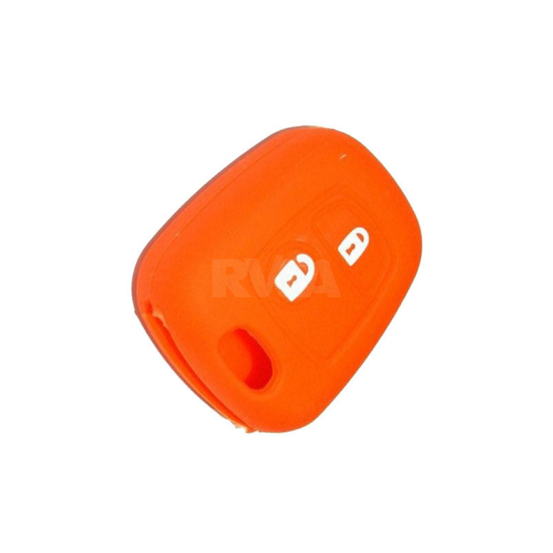 Housse silicone orange pour coque de clé 2 boutons Peugeot 106, 206, 307