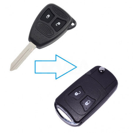 Coque de clé transformable 2 boutons Chrysler PT Cruiser, Voyager